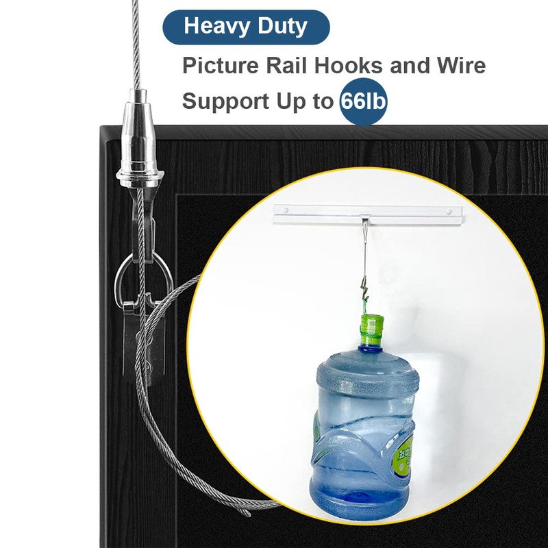 Adjustable Picture Hanging Wire Kit, 4.9ft (1.5m) Picture Rail Hanging
