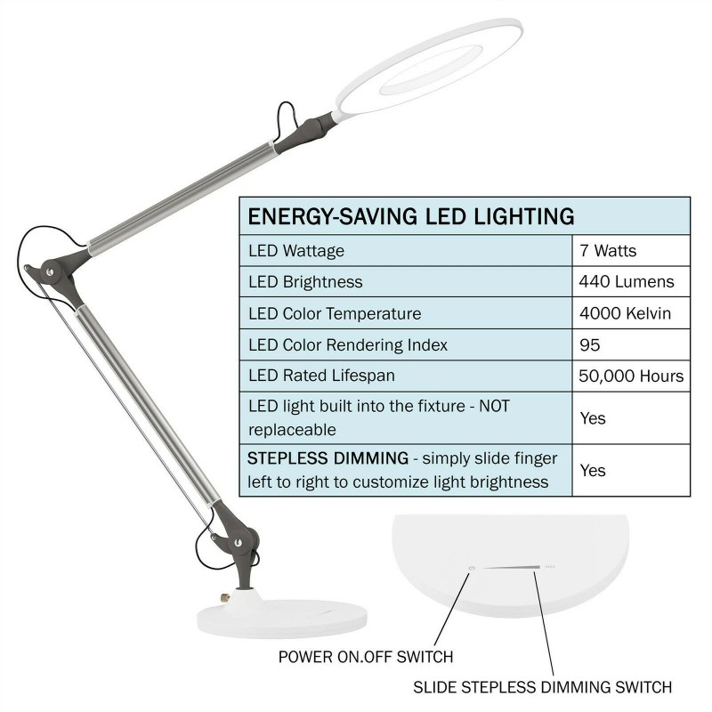 Lavish Home Architect Desk Lamp Dimming LED Ring White Light