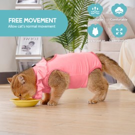 Avont Cat Bodysuit After Surgery Recovery Suit Clothing Modal Recovery Castration Spay Weaning Lick Protection Suit for Cat, Abdominal Wounds or Skin Diseases M-Pink
