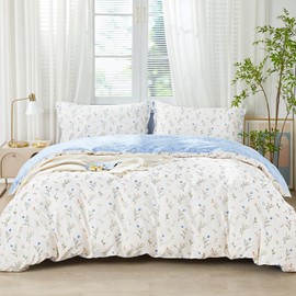 SAPHREAS White Duvet Cover Set Twin Size 100% Cotton, Soft Bedding Comforter Cover Organic with Zipper Closure & Corner Ties, Comforter Not Included