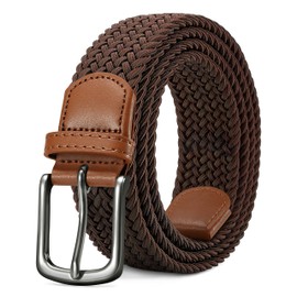 LAKIDAY Fabric Belt Stretch Belt Braided Belt Elastic Braided Belt for Men and Women Wide 3.5 cm Length 100 cm to 130 cm, brown