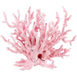 ANCLLO Artificial Aquarium Coral Branch-shaped Fake Coral Resin Vivid Coral Plant Ornament Colorful Fish Tank Plastic Water Plant Décor Pink 17x13cm
