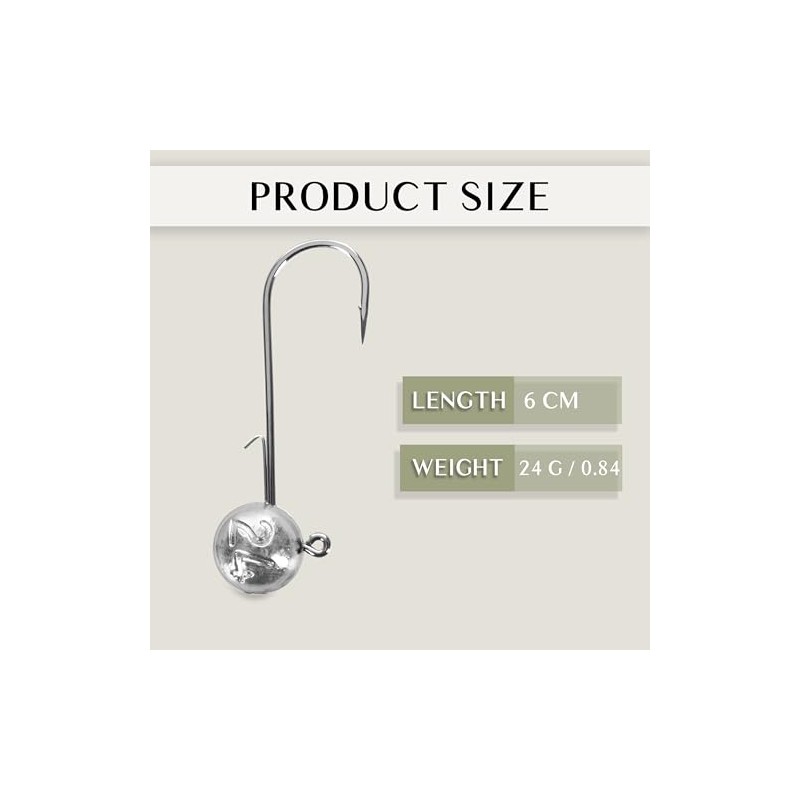 Round Jig Head, Fishing Jig Head Hook Set for Pike,
