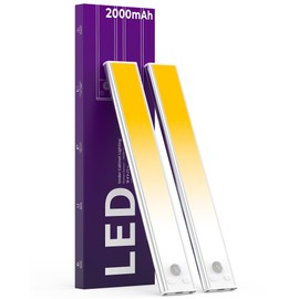 ASOKO HOME Under Cabinet Lights Motion Sensor Light Indoor 3-Light Colors 2000mAh Rechargeable LED Closet Lights Battery Operated Under Cabinet Lighting Wireless (3-Light Colors, 2Pack)