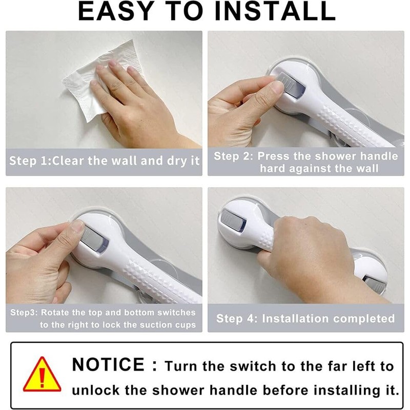 Enhance Safety with SafeguardPro's Premium 3-Suction Cup Shower Grab Bars,
