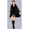 Cashmere Pashmina Group Poncho-Fur-Coat-Cape-Faux Fur-Ruana-blanket-Caplet-Wrap-Shrug-Sweater-dress shawl (Ebony Wool blend cape