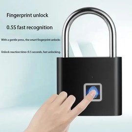 ingerprint Lock,Fingerprint Padlock,USB Charging Intelligent Fingerprint Lock Waterproof Smart Lock Fingerprint, Bluetooth und Fingerabdruck,für Fitnessstudio, Gepäck,Lagerhäuser,Schwarz