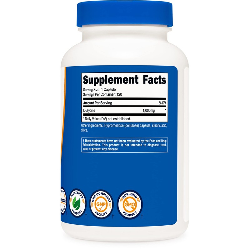 Nutricost L-Glycine 1000mg, 120 Capsules, Vegetarian, Non-GMO and Gluten Free
