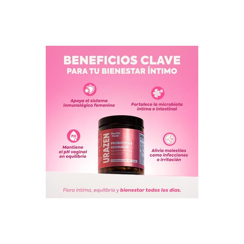 Probióticos Flora Femenina Mujer pH Equilibrado 60 Cápsulas Health Hack