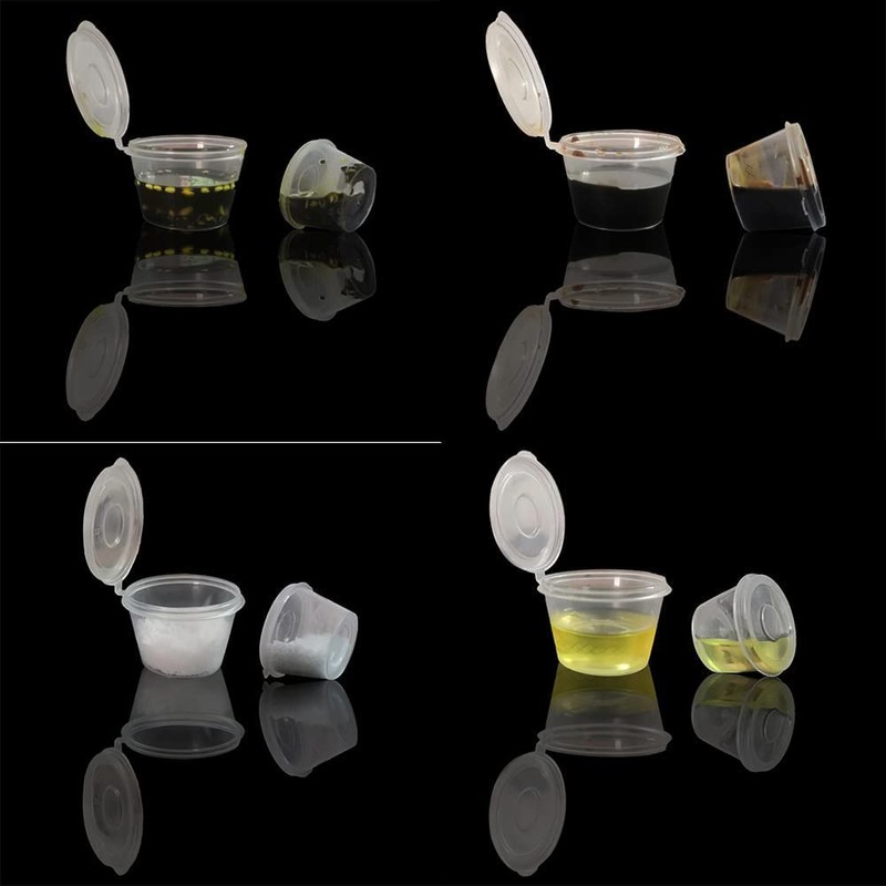 MIUPOO Plastic Souffle Cups,Disposable Clear Leak Proof Sauce Cup With