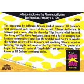 1991 PRO-SET MUSIC SUPER STARS "Historical Concerts" #208 - JEFFERSON AIRPLANE