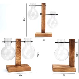 Plant Propagation Station, Plant Terrarium Vase Hydroponics Plant Holder, Indoor Plant Stand, Terrarium Kit for Hydroponics Plants Home Decor, Plant Lover Gifts 2 Bulb Vase