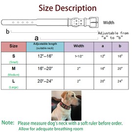 Dog Collar, Reflective Dog Collar Adjustable Dog Collar Heavy Duty Padded Dog Collar Soft Lining for Medium & Large Dogs 1 Pcs, 2" Width