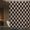 Tititex Aesthetic Checkerboard Grid Pattern 140gsm Faux Linen Fabric Shower