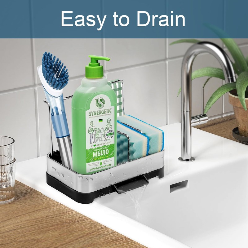 BYUNER Kitchen Sink Caddy Organiser, Sponge Holder for Kitchen Sink