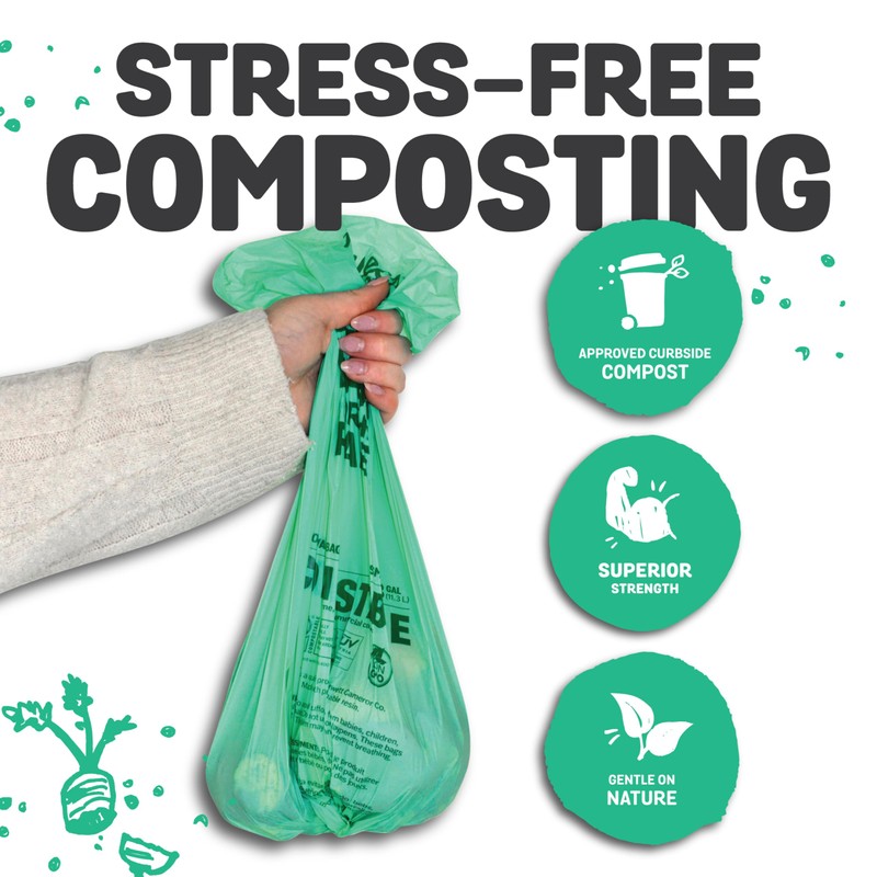MyEcoWorld® Compostable Kitchen Waste Bags - 48 Count - 100%