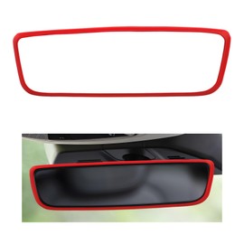 MTRPS Rear View Mirror Protector Frame, Silicone Rearview Mirror Edge Protective Cover Compatible with Model 3 Y, Auto Rearview Trim Interior Decorative Accessories for Women Girls (Red)