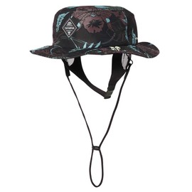 TAVARUA TM1032 Warm Surf Hat, One Size, 23.2 inches (59 cm), UPF50+, Amphibious, Thermal, Outdoors, Surfing, Camping, Marine Sports, Fishing, BOTANICAL BLACK