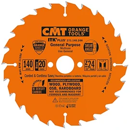 CMT ORANGE TOOLS 271.140.24H Circular Saw Blades Ultra ITK HW 140 x 1.8/1.2 x 20 (+16) Z24 ATB+S
