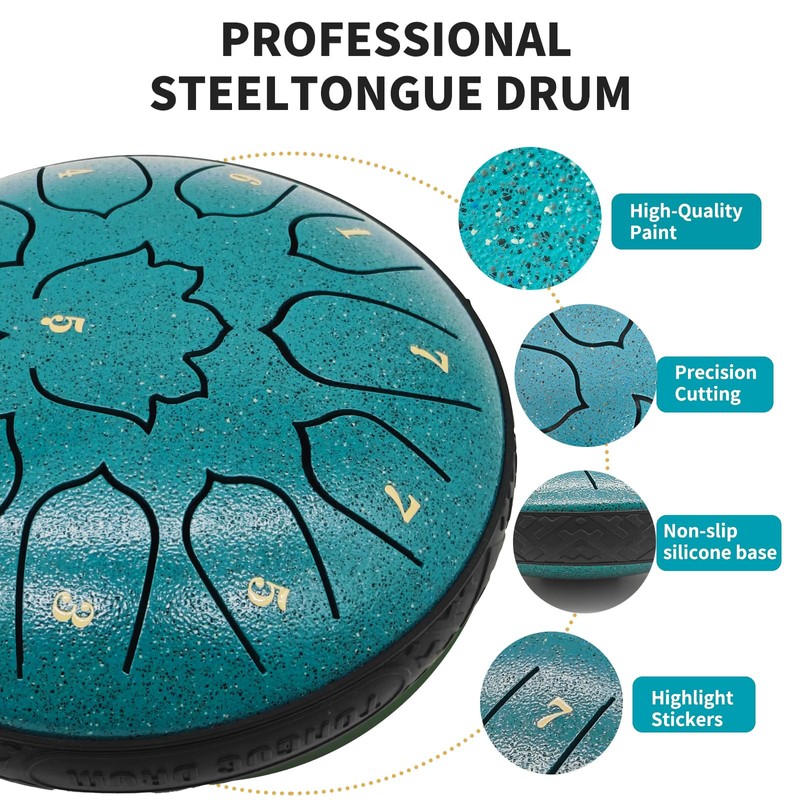 Rain Drum for Outside Garden, 6-Inch Steel Tongue Drum with