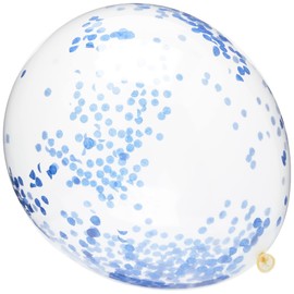 Royal Blue Confetti Clear Latex Balloons (30cm) Pack of 6 - Transparent Premium Latex, Perfect for Parties & Celebrations