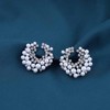 Jugielu Boho Pearl Cluster Earrings Silver Cz Pearl Drop Earrings