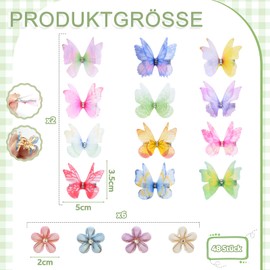 ZOCONE Pack of 48 Butterfly Hair Clips Decorative Butterflies with Clip 3D Butterfly Clips for Girls Women Children Carnival Party (A)