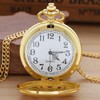 Tiong Gold Hollow Compass Covered Quartz Men's Pocket Watch,Luminous Arabic