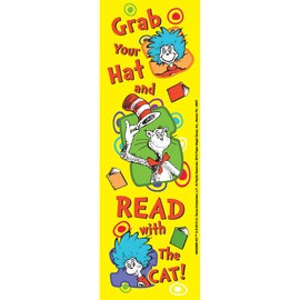 Eureka Eureka Back to School Dr. Seuss Cat in The Hat 'Grab Your Hat' Bookmarks for Kids, 36pc, 2' W x 6' H