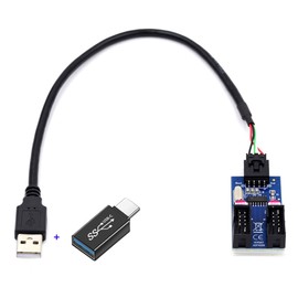 Xiwai USB 3.1 Front Panel Header Male USB-C Type C to USB 2.0 Type A Male 1 to 2 Female Motherboard 9 Pin 10 Pin HUB Adapter DC 5V Port Multiplier