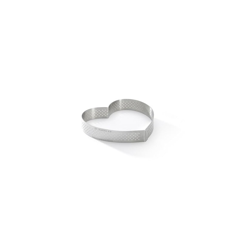 DE BUYER PERFORATED TART RING, Heart, in Stainless Steel, 0.75-Inch