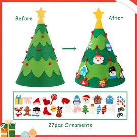 3D DIY Felt Christmas Tree Toddler DIY Christmas Tree Handmade Christmas Tree Decorations New Year Toy for Children Home Door Christmas Decoration