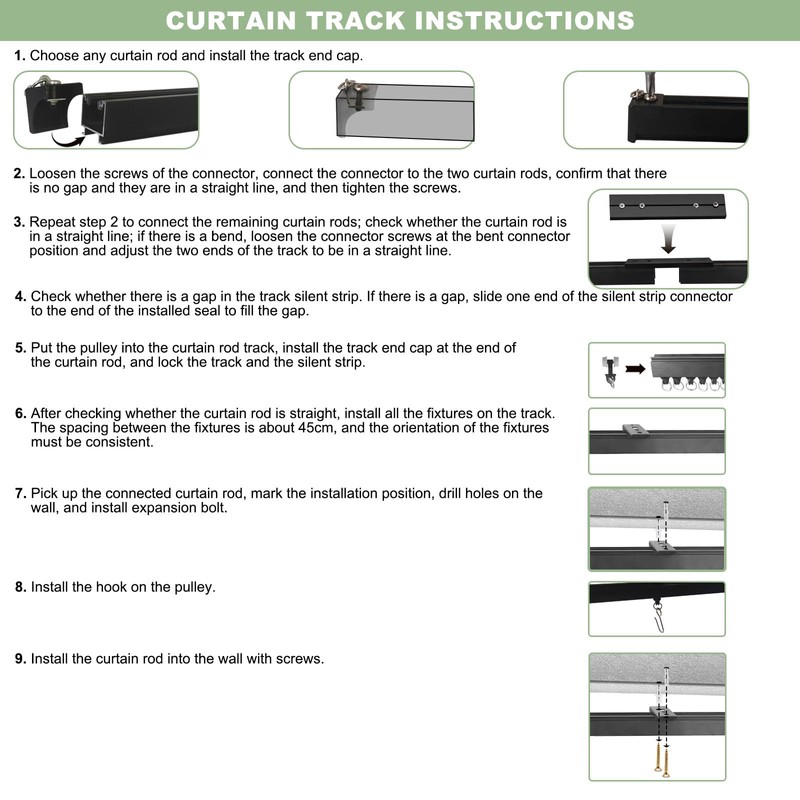 MLOQI Curtain Tracks Ceiling with Soundproof Strips, Curtains Tracks Rails