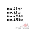 #A5778 Tyre Pressure Sticker 4.0 4.75 Bar Wheel Loader Truck