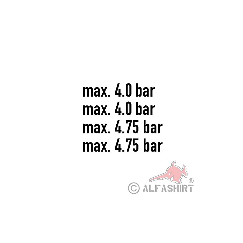 #A5778 Tyre Pressure Sticker 4.0 4.75 Bar Wheel Loader Truck