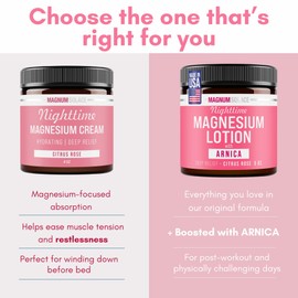 Nighttime Magnesium Lotion with Arnica – Soothing Relief & Relaxation, Highly Concentrated Magnesium for Muscles & Joints – Apply to Legs or Feet Before Bed – Skin-Friendly