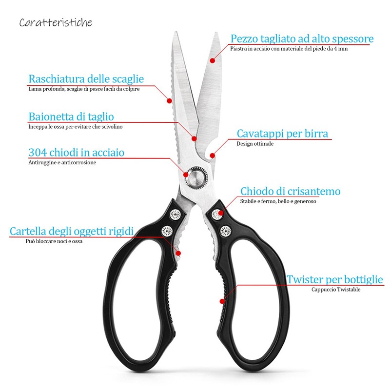 Kitchen scissors, household scissors, stainless steel, all-purpose scissors, heavy sharp