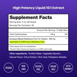 NutraChamps Black Elderberry Syrup, Potent 2000mg 10:1 Extract Sambucus Elderberry Syrup Antioxidant, Elderberry Drops Berry Flavor, Liquid Elderberry Extract Sugar-Free 2oz, Immune Support