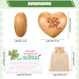 Otuuz Wooden Heart Worry Stone Four-Leaf Clover Insulation Gift Wooden Lucky Charm Gifts Bag with Drawstring for Friends Family Lovers Couple (Clover)