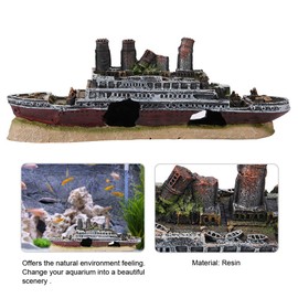 Aquarium Decoration, Resin Shipwreck Lost Wrecked Boat Ship Aquarium Landscape Ornament for Aquarium Decorative Landscaping