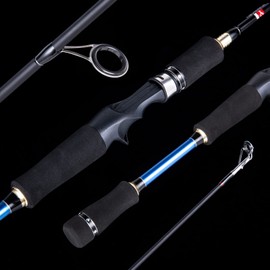 Goture Fishing Rod Carbon Fiber Casting&Spinning Rod with 2-Tip M and ML Travel Fishing Rod Portable Bass Fishing Pole, Freshwater or Saltwater