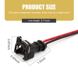 Fuel Injector Connector, Waterproof Shell + Copper Core Plug, Standard Specification Injector Socket with Extended Pigtail Wiring Harness, Universal for Cars (Black #Pack-4)