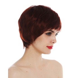 WIG ME UP - DW-1682-FHT-131 Women's Wig Short Pixie Bob Head Red Brown Full Mono Hand Knotted