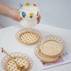 Boho Style Woven Bamboo Rattan Coaster Two Pattern Holes for