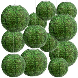 12 Pcs Green Paper Lanterns Back to School Hanging Decorations First Day of School Round Paper Lanterns for Celebrating Welcome Back to School Classroom Party Supplies, 8, 10, 12 Inches