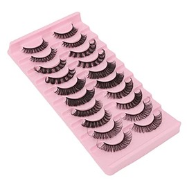 10 Pares de Pestañas Postizas, DD Curl Look Wispy Cat Eye Lashes, Reutilizables 3D Multicapa Esponjosas Pestañas Postizas, Pestañas Postizas Largas Y 