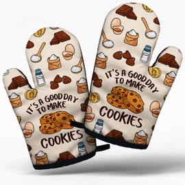 Funny Cookie Lovers Cooking and Baking BBQ Kitchen Gadgets with Heat Resistant Silicone Non-Slip, It's A Good Day to Make Cookies Oven Mitts Set of 2, Gifts for Bake Lover Bakers Hostess Mom Wife