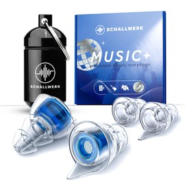 SCHALLWERK ® Music+ | Discreet Ear Protection Earplugs - Dampen Noise & Maintains Sound Quality - Transparent Ear Plugs - Earplugs Suitable for Music, Festival, Work & Learning