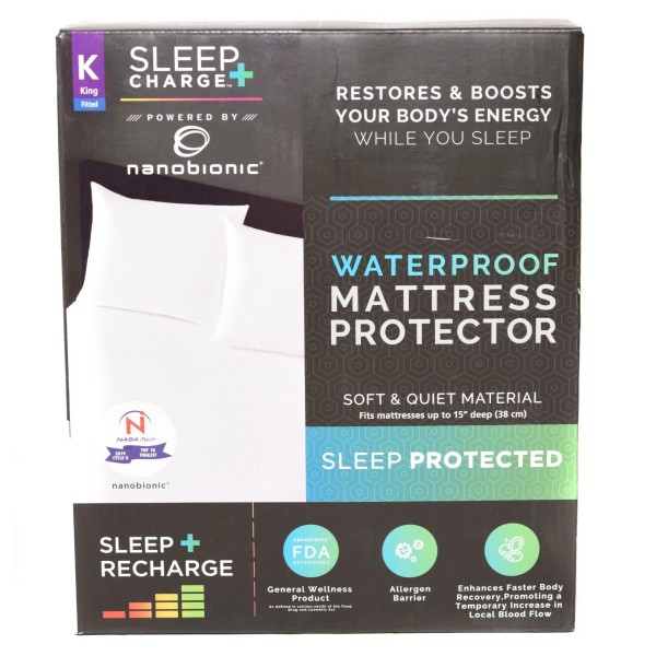 Sleep Charge NanoBionic Sleep Charge Waterproof Mattress Protector Cover Size