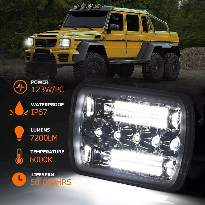 us- 2x 7x6"5x7 LED Headlights Fit Ford E-150 Econoline Club